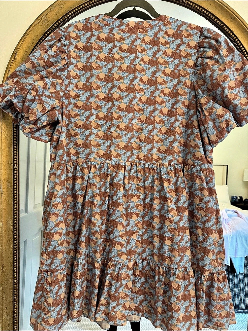 Hyacinth House Floral Mini Dress Brown & Blue XL - Picture 2 of 8